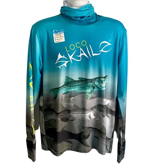 Loco Skailz Gaiter Neck Long Sleeve Graphic Performance Top Men's Medium NEW - Picture 2 of 11